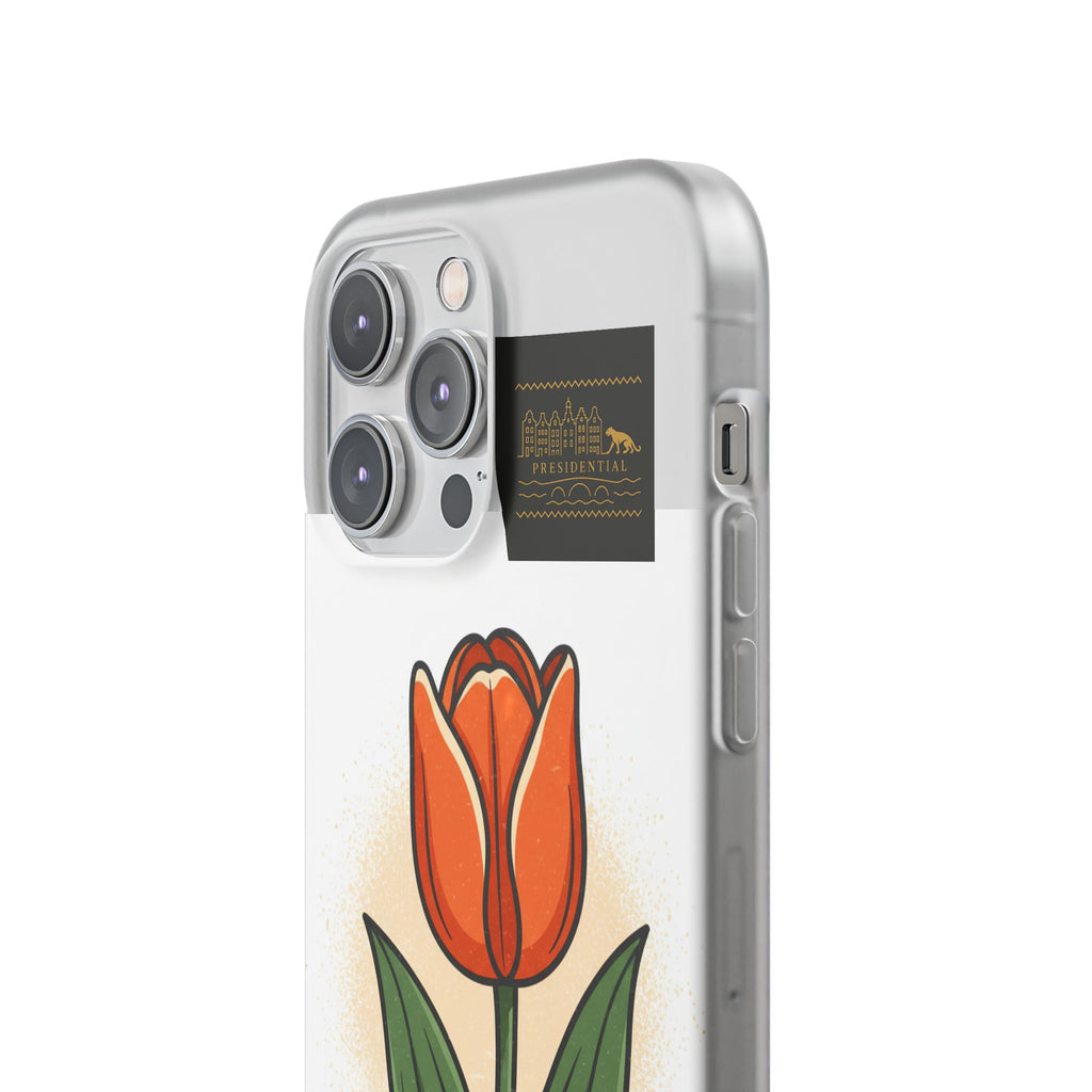 Orange Tulip Phone Case – Floral Flexi Case for Women, Spring Gift