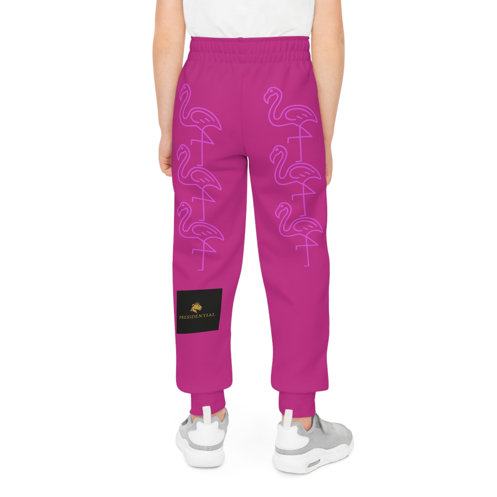 Kids Flamingo Heart Joggers — Pink All-Over-Print Youth Sweatpants
