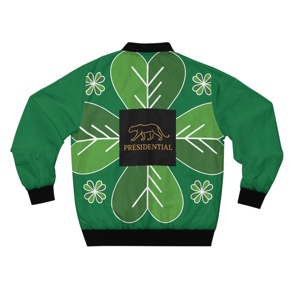 Green Clover Bomber Jacket — St. Patrick’s Inspired All-Over Print