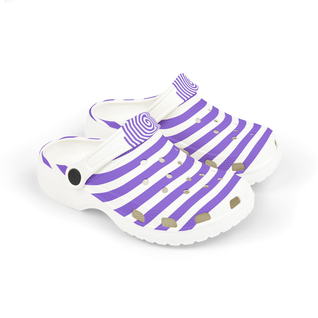 Kids Purple Striped Foam Clogs – Lightweight Slip-On Sandals for Boys & Girls