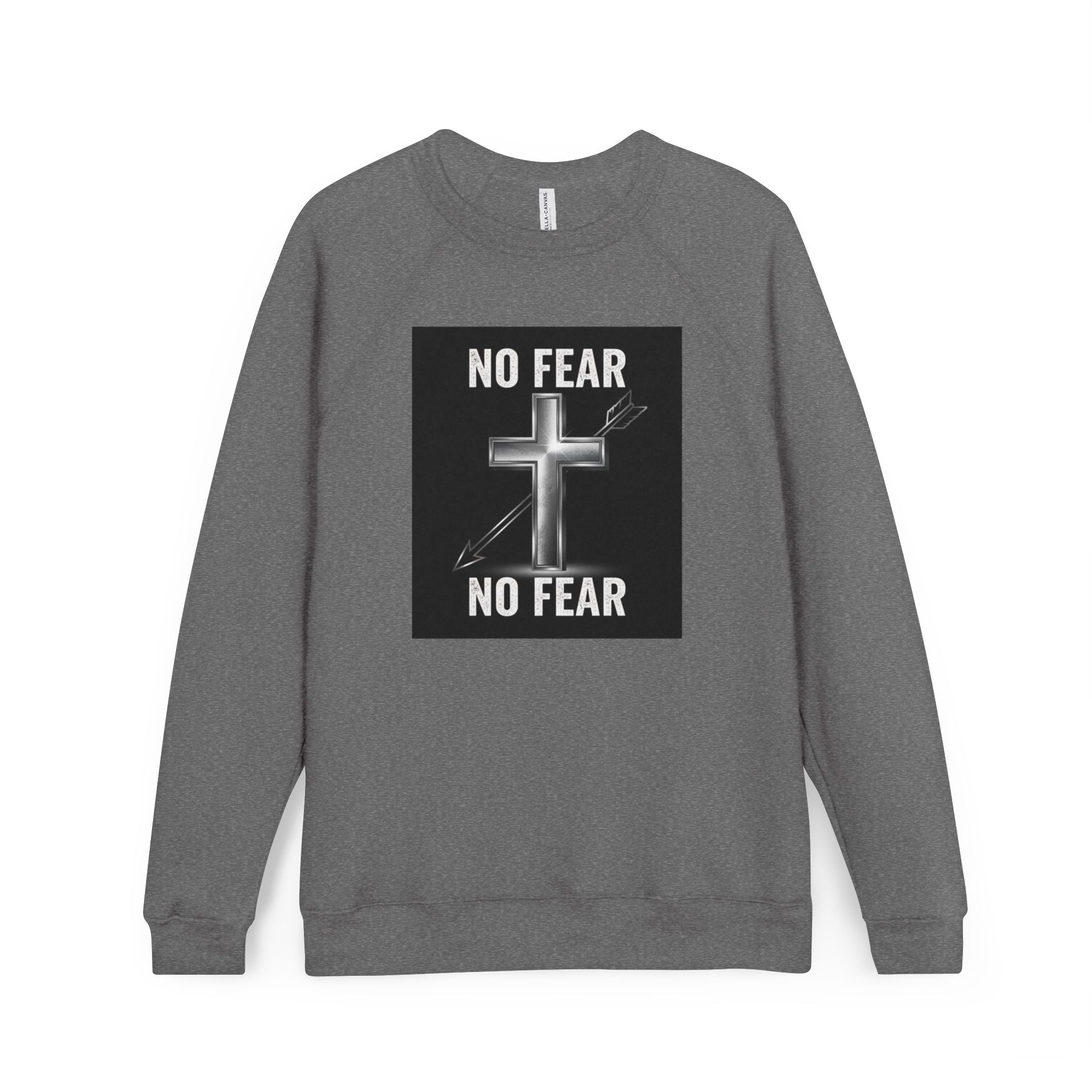 No Fear Cross Sweatshirt — Christian Faith Graphic Raglan