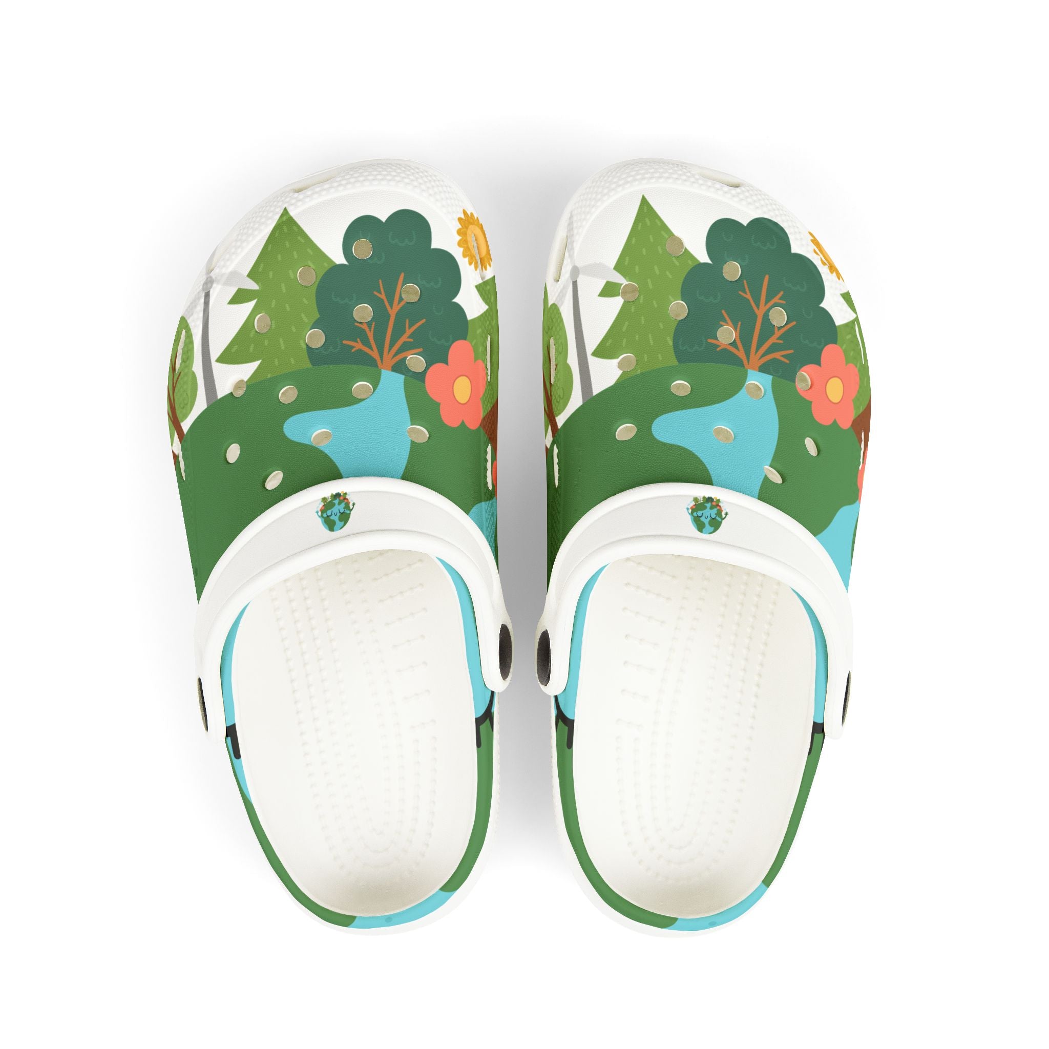 Kids Forest Garden Foam Clogs — Cute Floral River Print EVA Slip-Ons