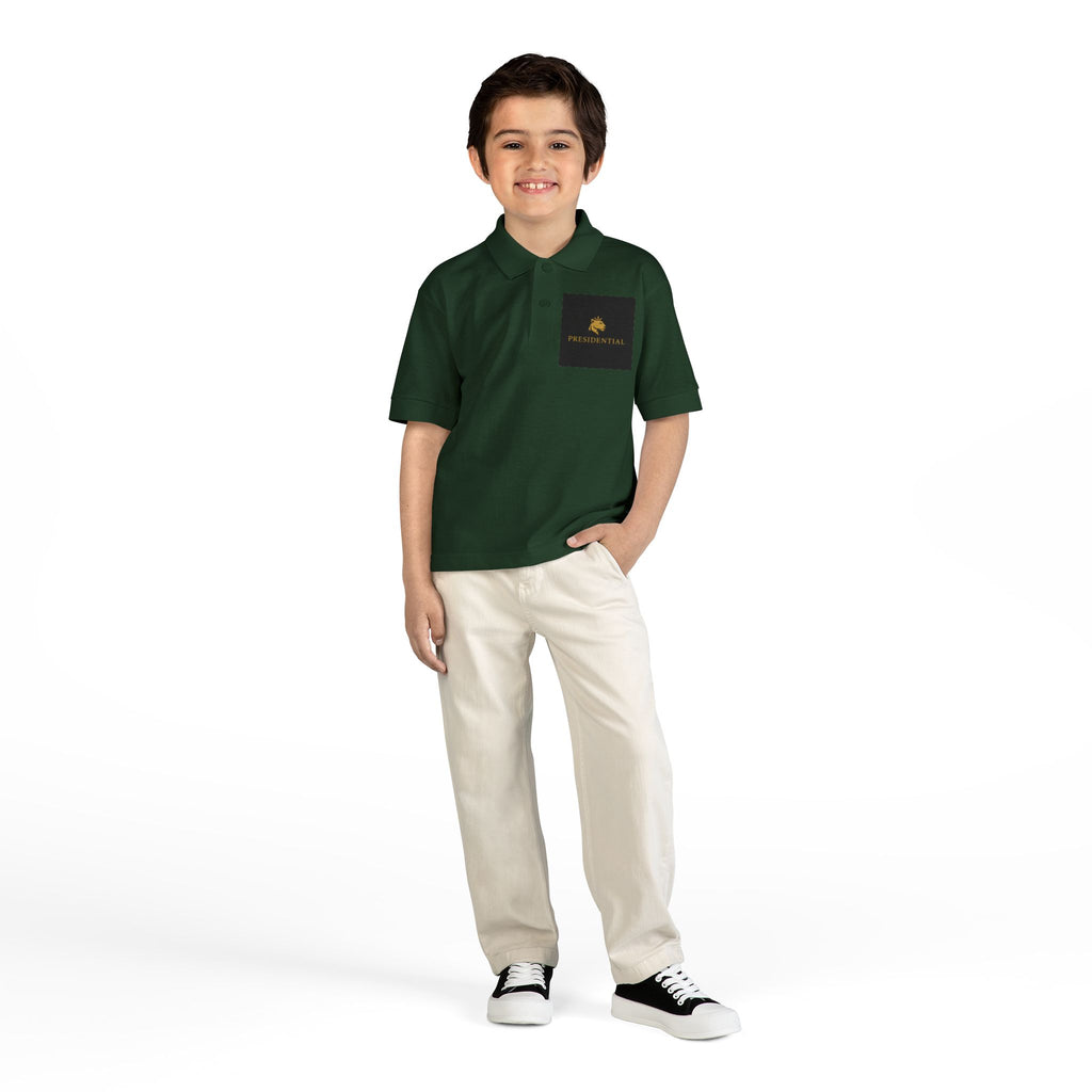 Youth Polo — Presidential Clothing Brand Logo (Gold Leopard)