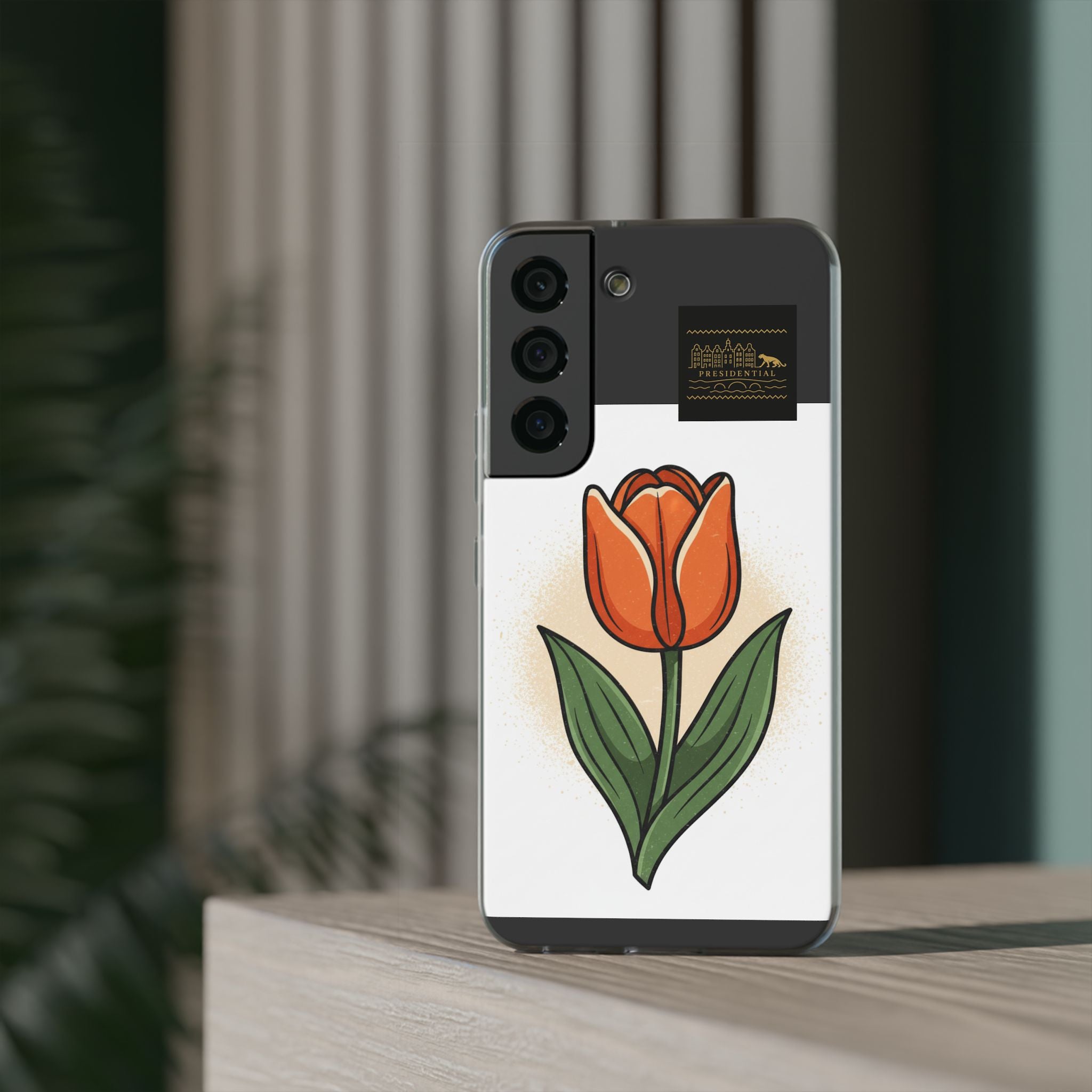 Orange Tulip Phone Case – Floral Flexi Case for Women, Spring Gift