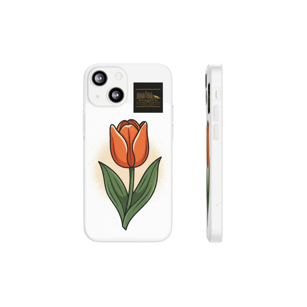 Orange Tulip Phone Case – Floral Flexi Case for Women, Spring Gift