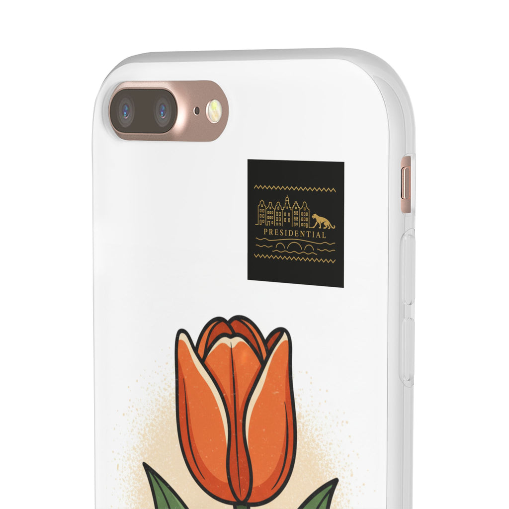 Orange Tulip Phone Case – Floral Flexi Case for Women, Spring Gift