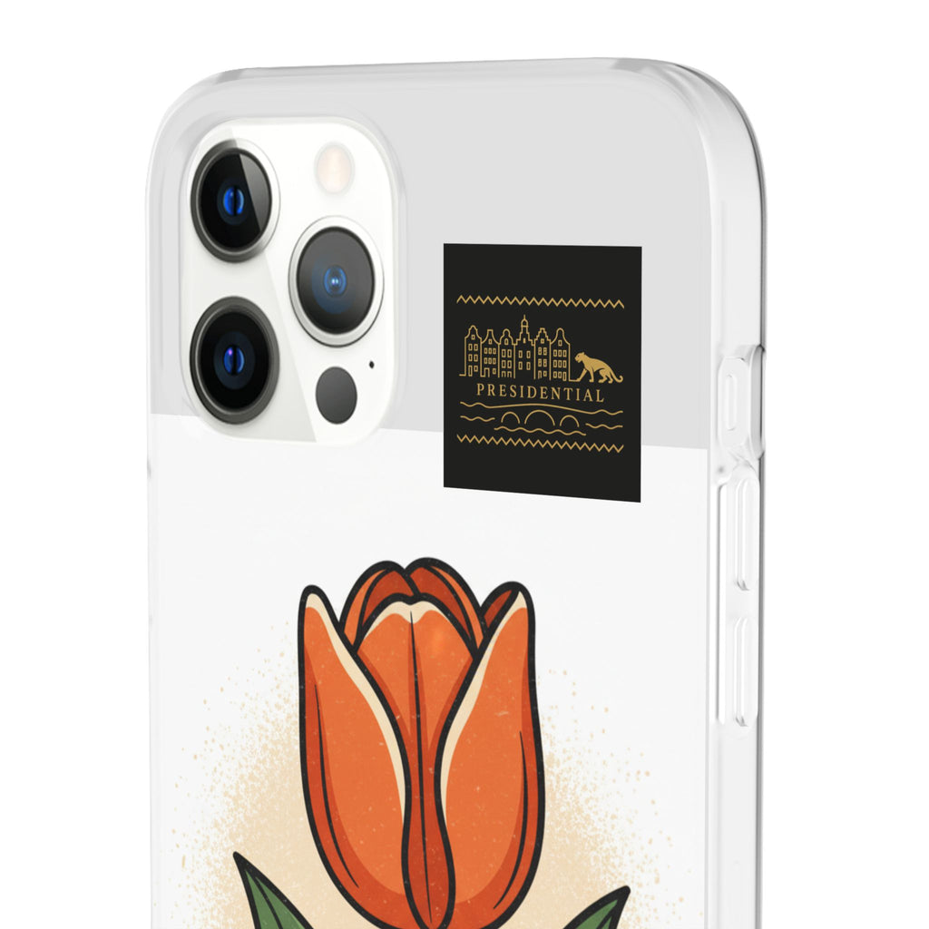 Orange Tulip Phone Case – Floral Flexi Case for Women, Spring Gift