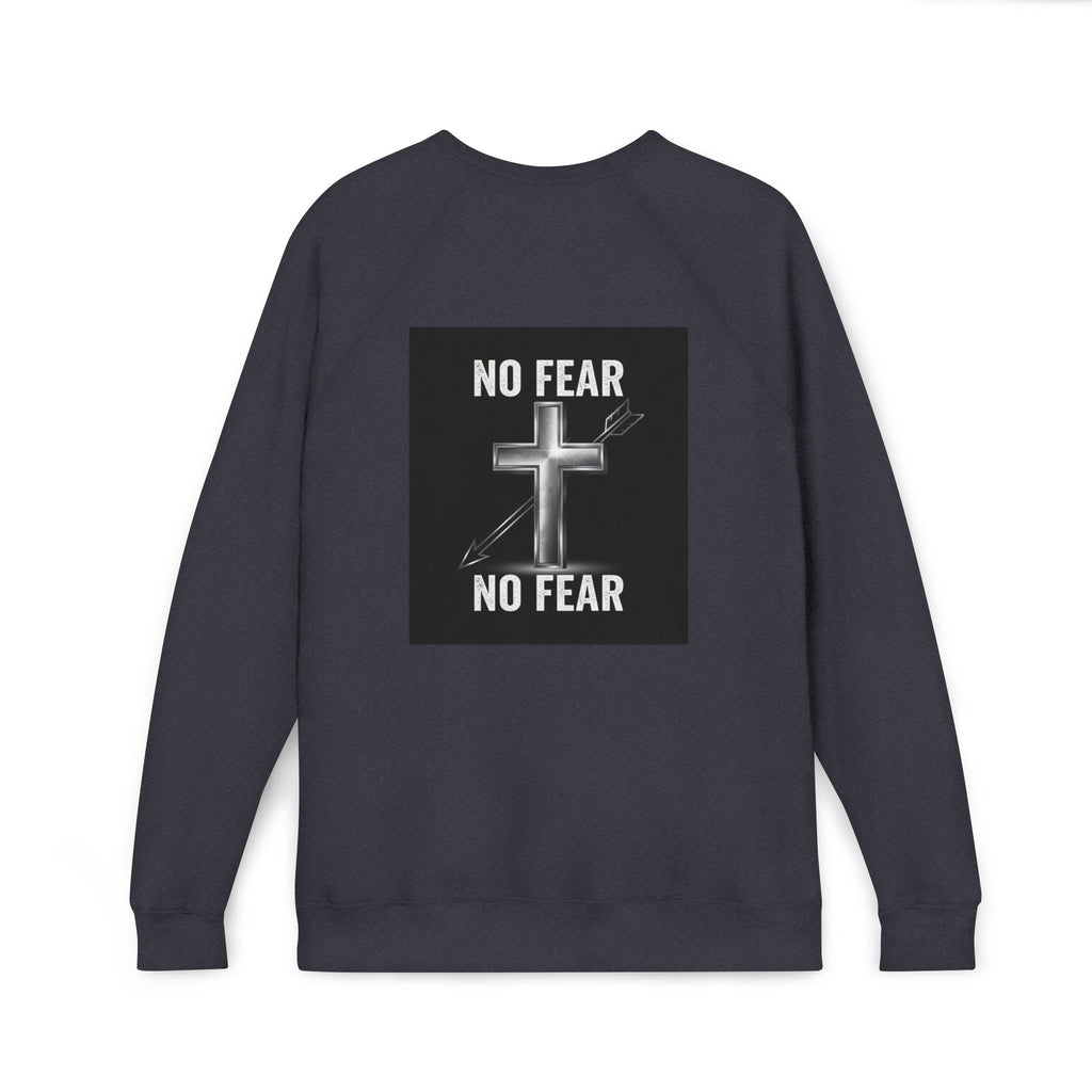 No Fear Cross Sweatshirt — Christian Faith Graphic Raglan