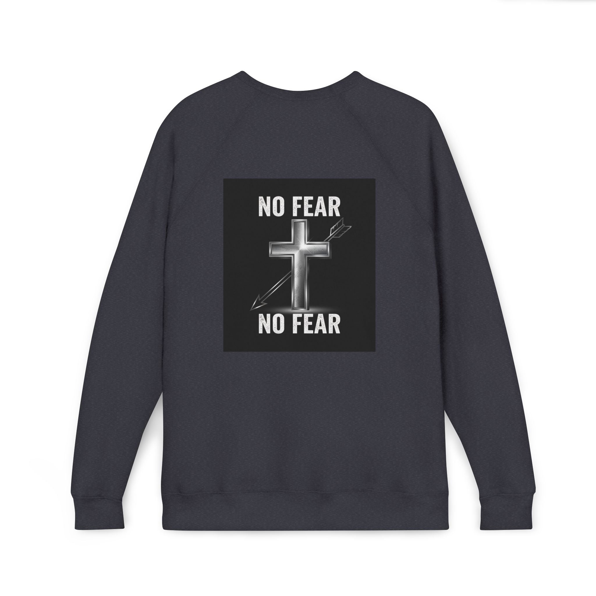 No Fear Cross Sweatshirt — Christian Faith Graphic Raglan