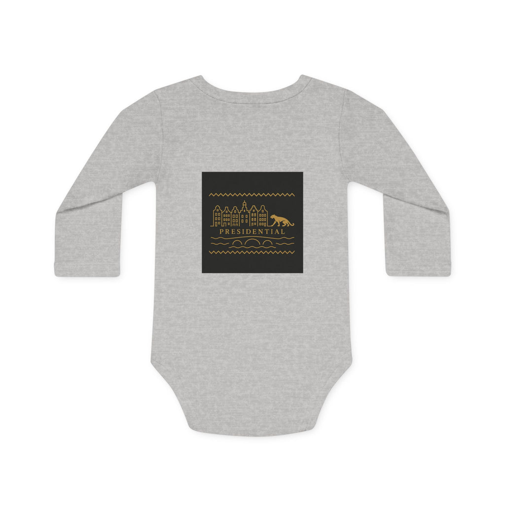 Baby Bodysuit — 'Presidential' Gold Leopard Organic Long-Sleeve Onesie
