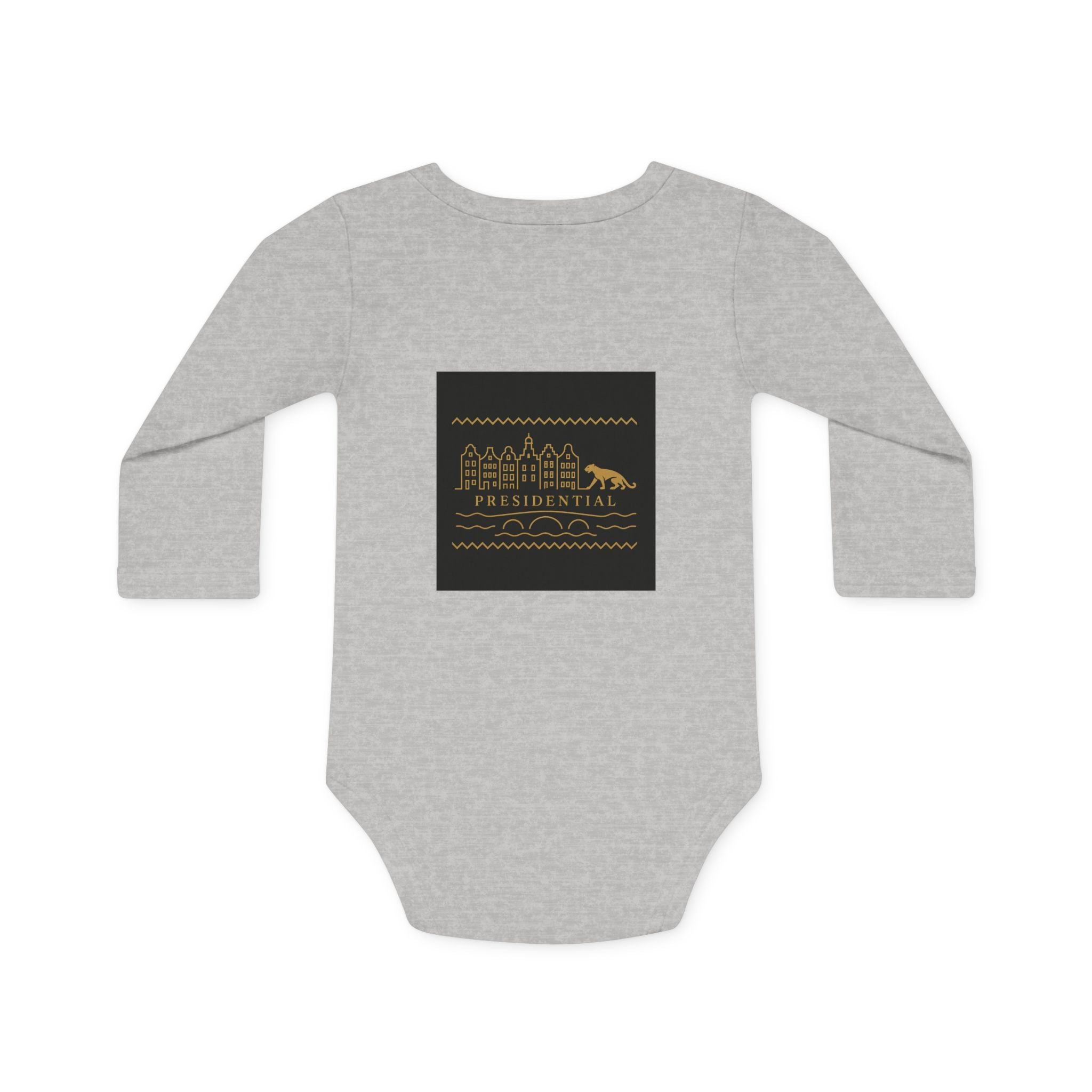 Baby Bodysuit — 'Presidential' Gold Leopard Organic Long-Sleeve Onesie