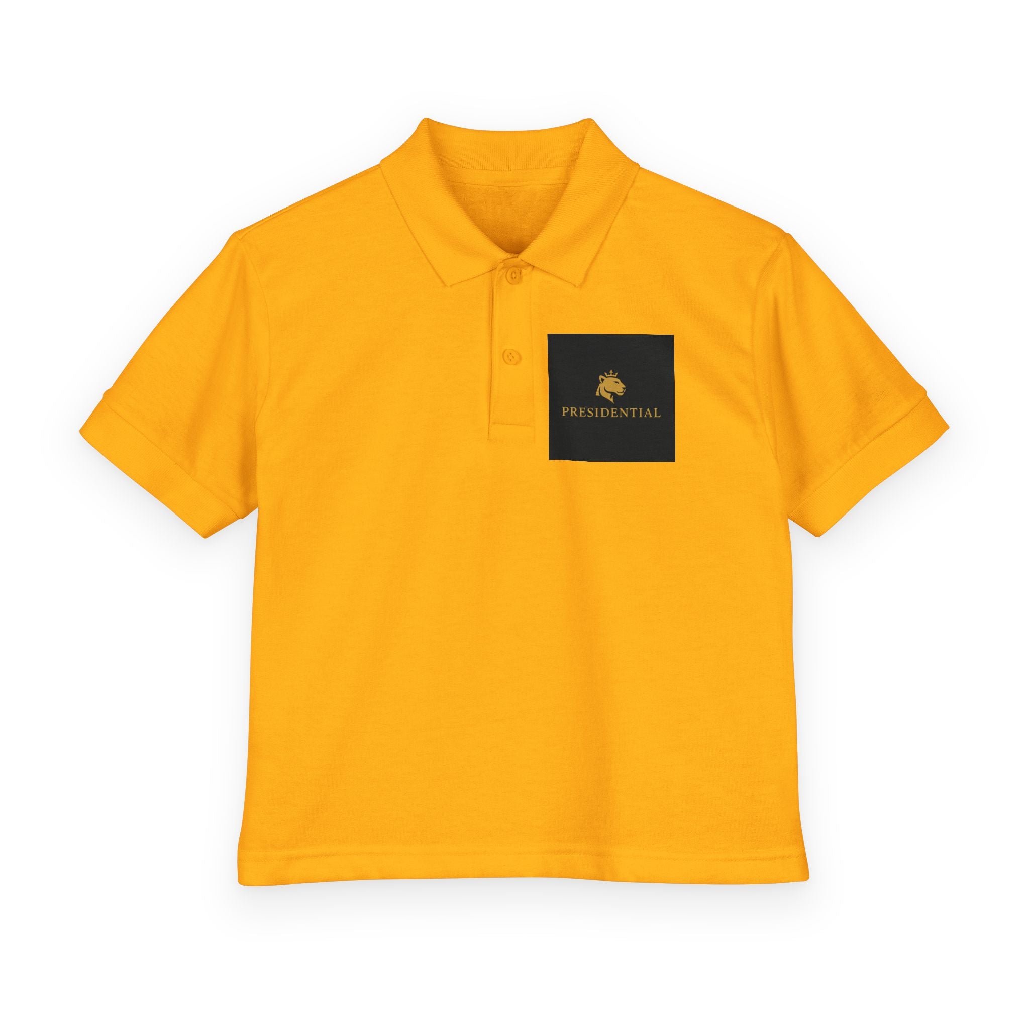 Youth Polo — Presidential Clothing Brand Logo (Gold Leopard)