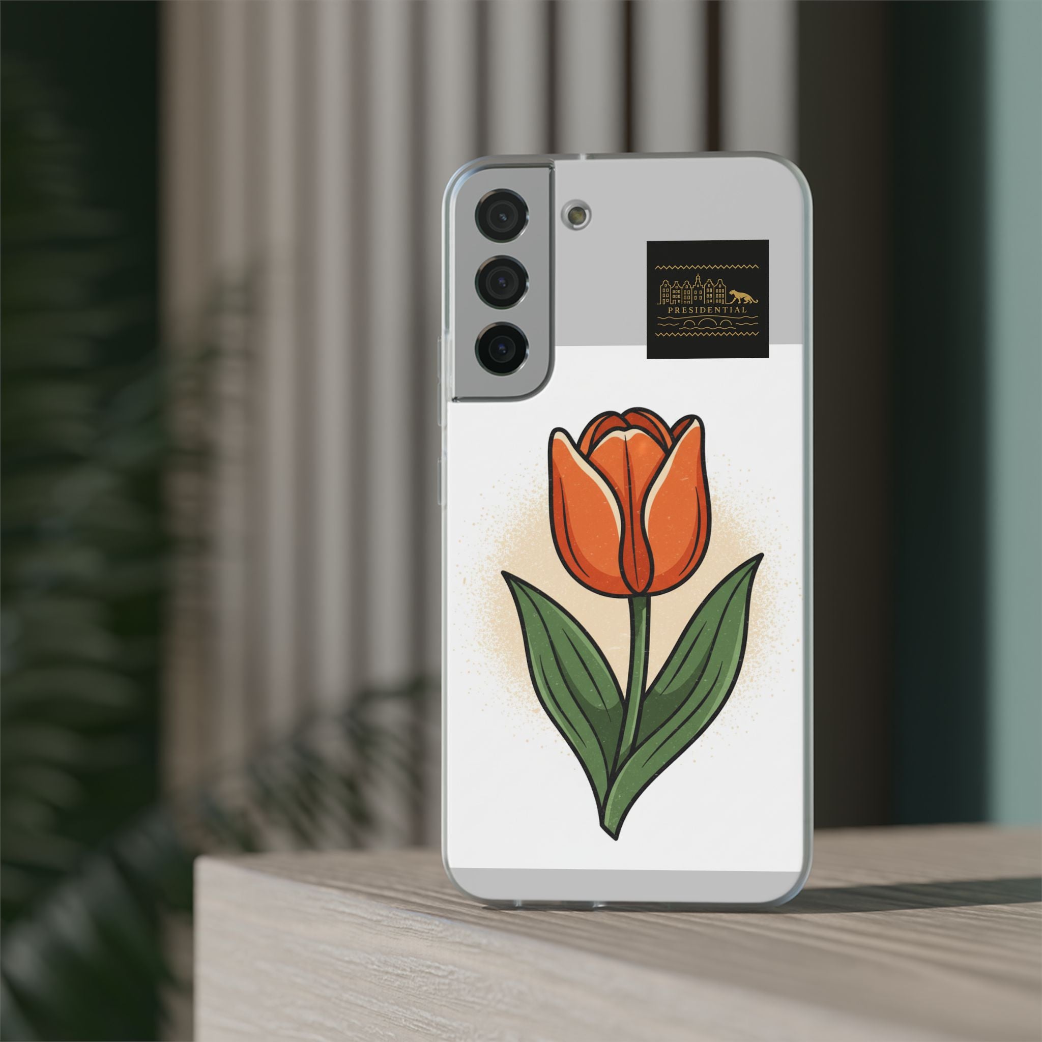 Orange Tulip Phone Case – Floral Flexi Case for Women, Spring Gift