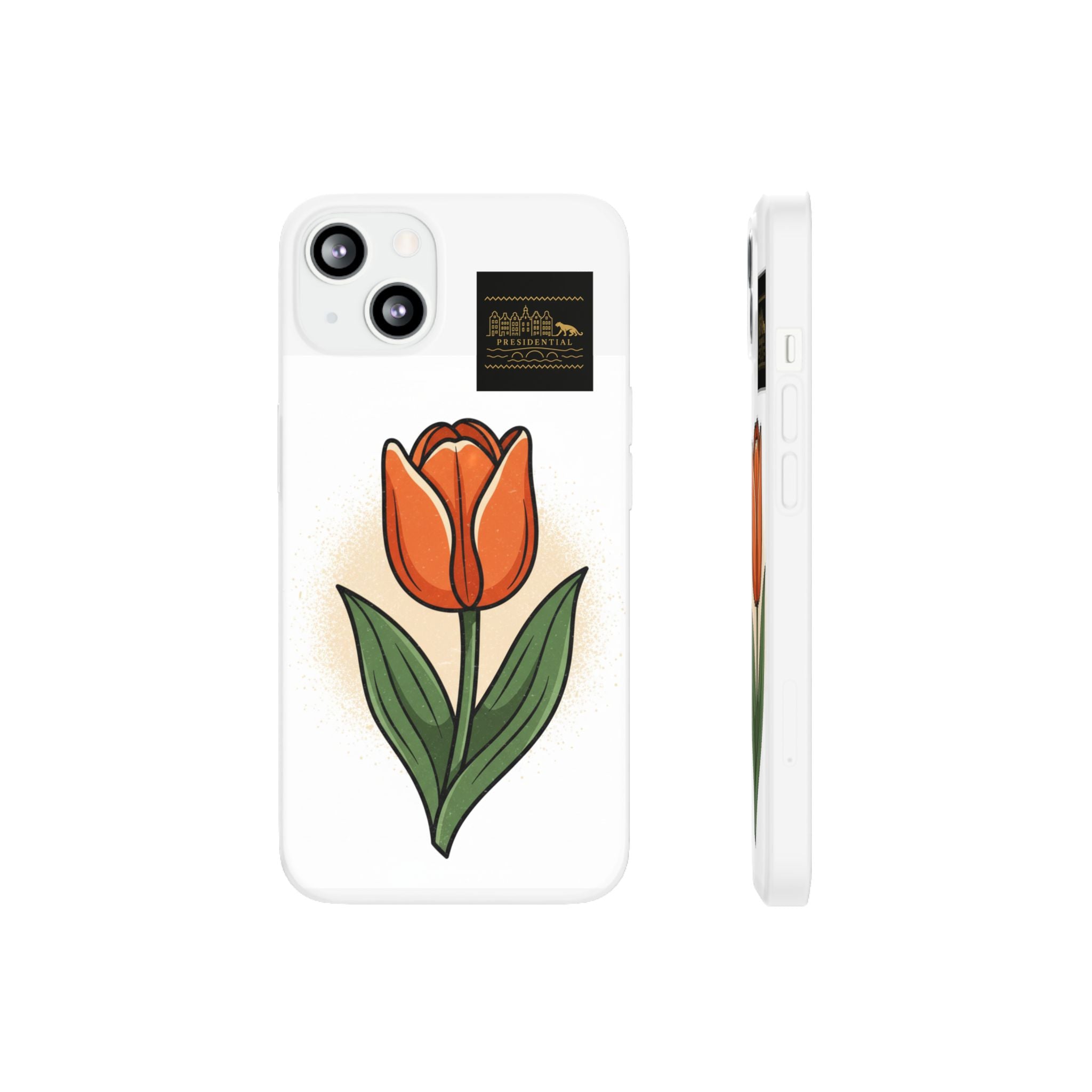 Orange Tulip Phone Case – Floral Flexi Case for Women, Spring Gift