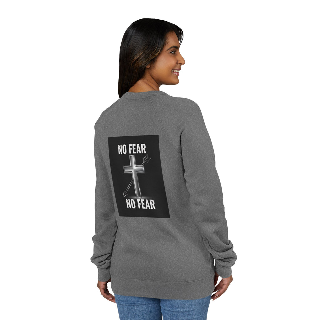 No Fear Cross Sweatshirt — Christian Faith Graphic Raglan