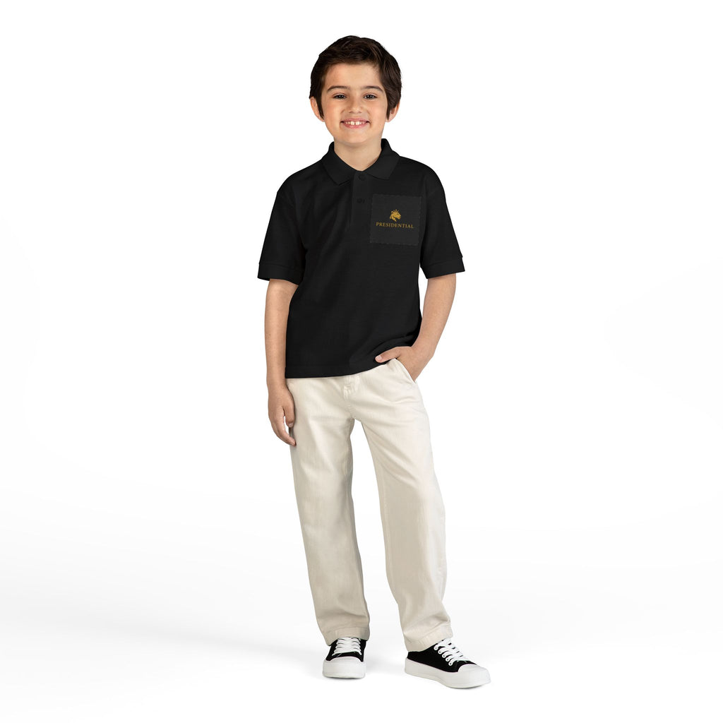 Youth Polo — Presidential Clothing Brand Logo (Gold Leopard)