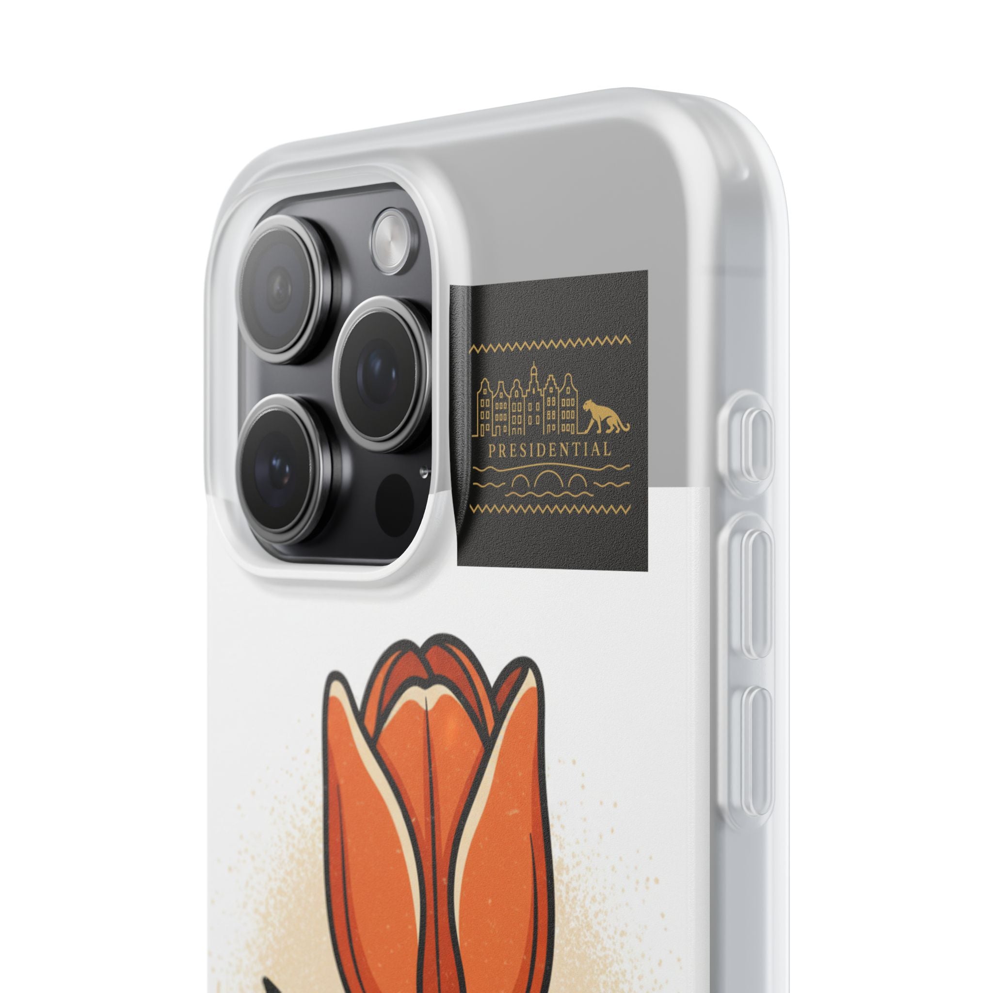 Orange Tulip Phone Case – Floral Flexi Case for Women, Spring Gift