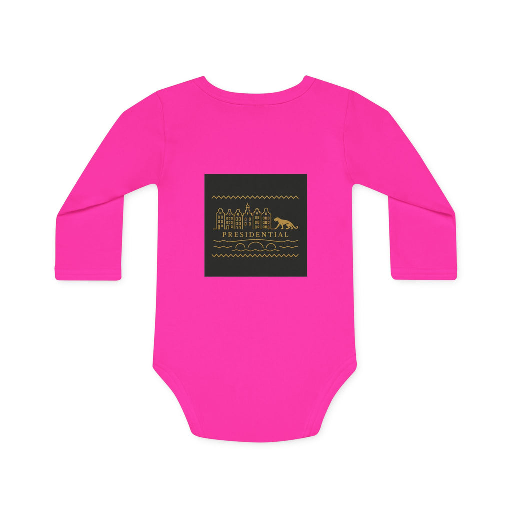 Baby Bodysuit — 'Presidential' Gold Leopard Organic Long-Sleeve Onesie