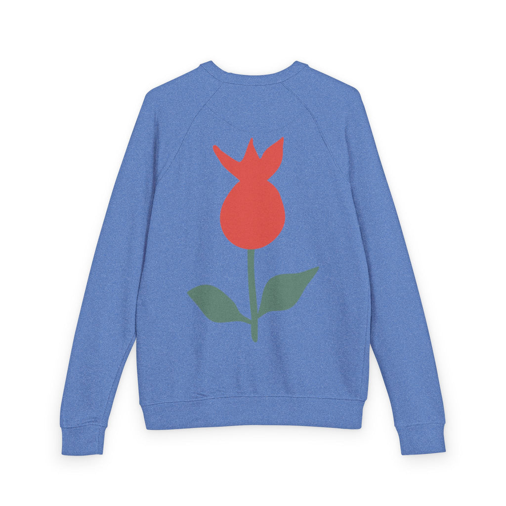 Botanical Crewneck Sweatshirt — Minimal Leaf & Tulip Floral Raglan