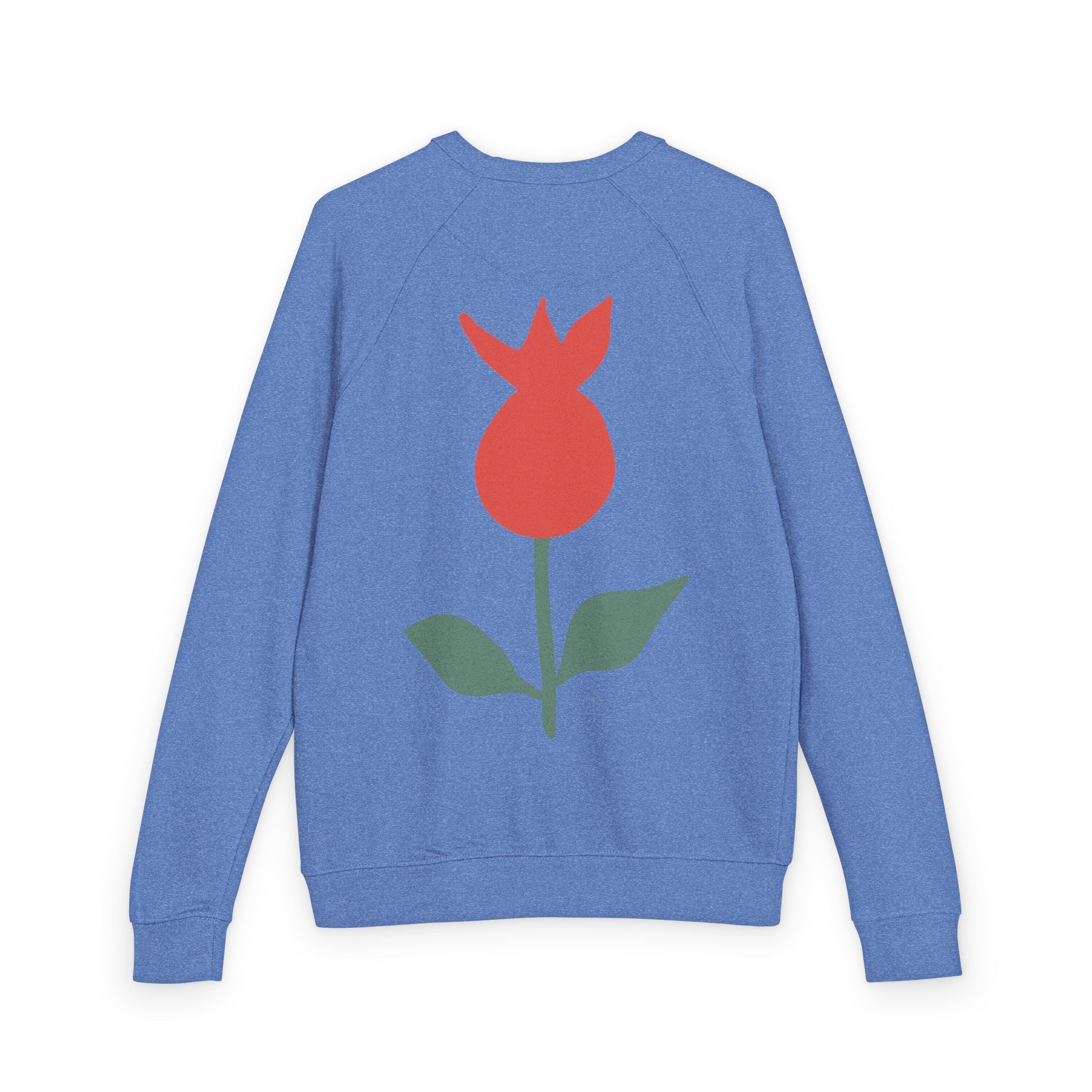 Botanical Crewneck Sweatshirt — Minimal Leaf & Tulip Floral Raglan