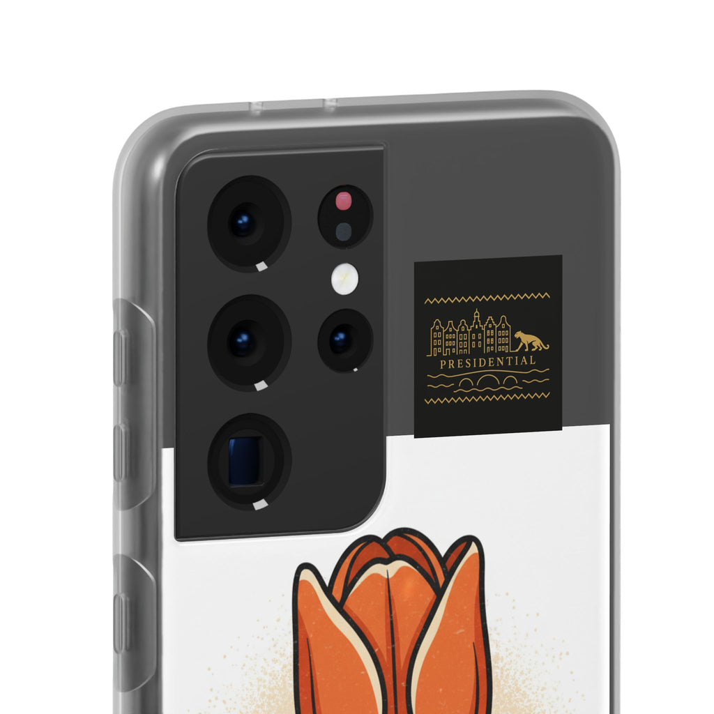 Orange Tulip Phone Case – Floral Flexi Case for Women, Spring Gift