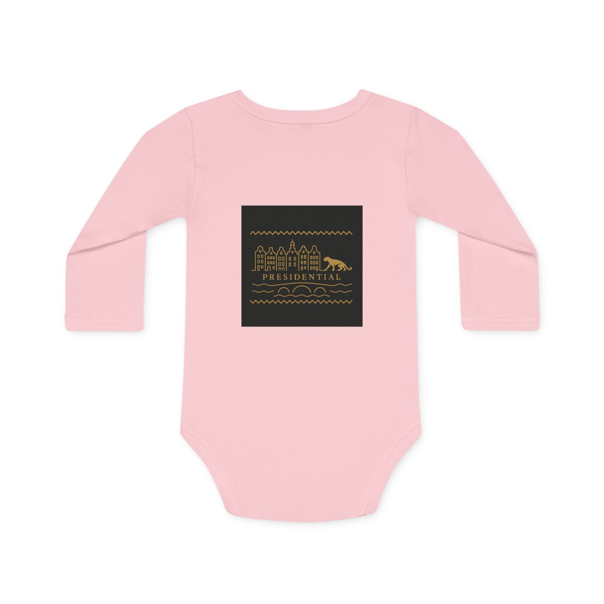 Baby Bodysuit — 'Presidential' Gold Leopard Organic Long-Sleeve Onesie