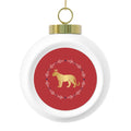 Gold Cougar Wreath Christmas Ornament — Festive Animal Holiday Ball