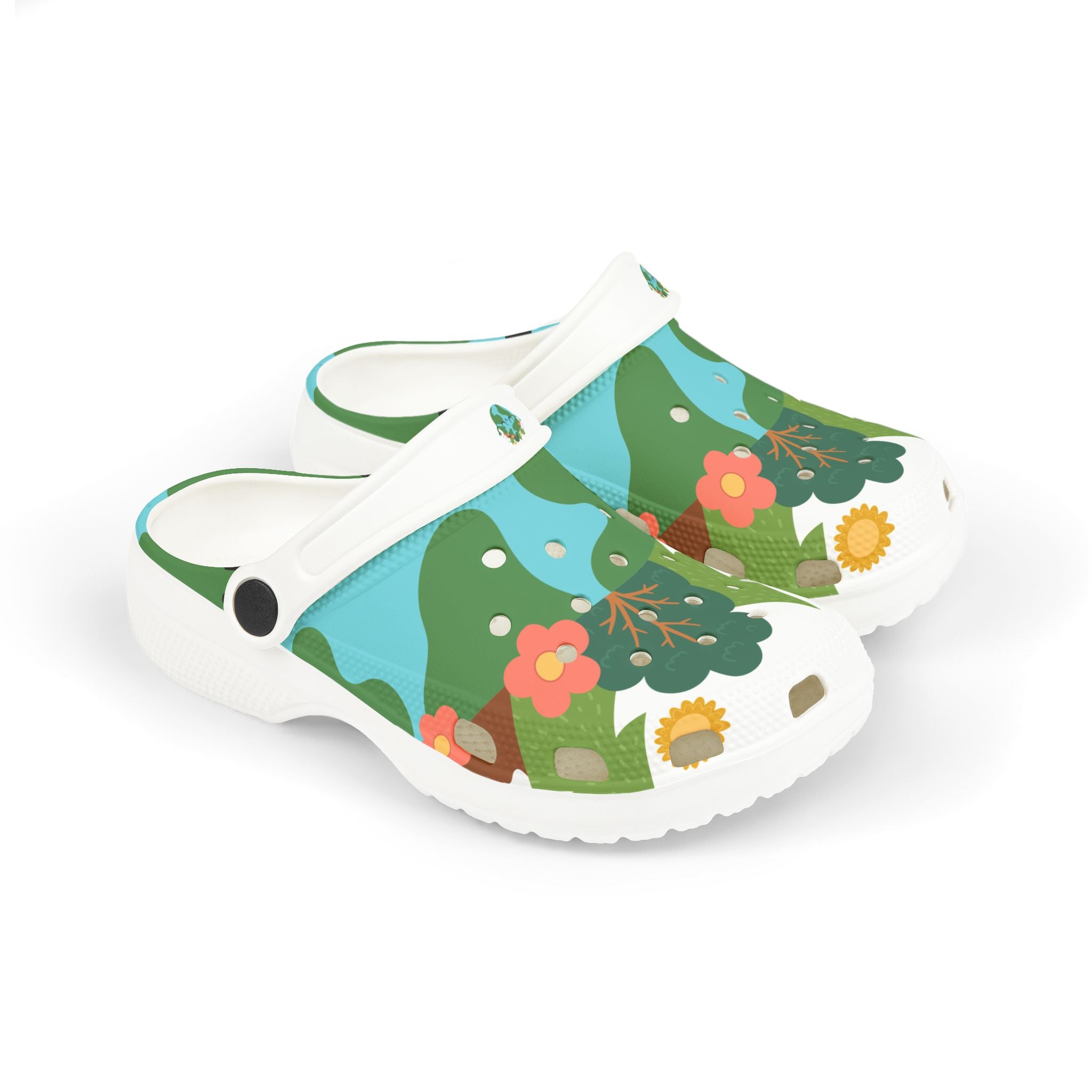 Kids Forest Garden Foam Clogs — Cute Floral River Print EVA Slip-Ons