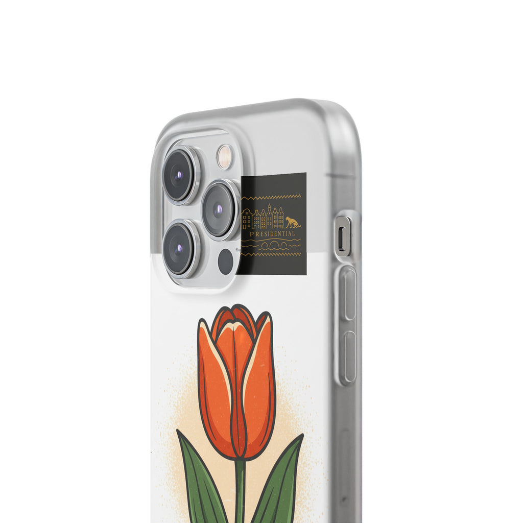 Orange Tulip Phone Case – Floral Flexi Case for Women, Spring Gift