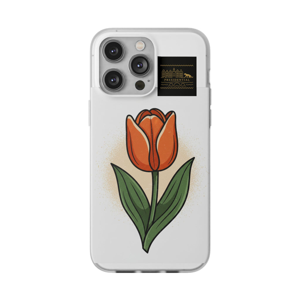 Orange Tulip Phone Case – Floral Flexi Case for Women, Spring Gift