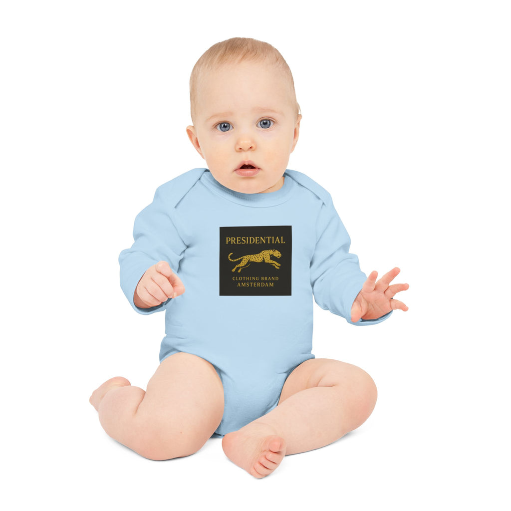 Baby Bodysuit — 'Presidential' Gold Leopard Organic Long-Sleeve Onesie