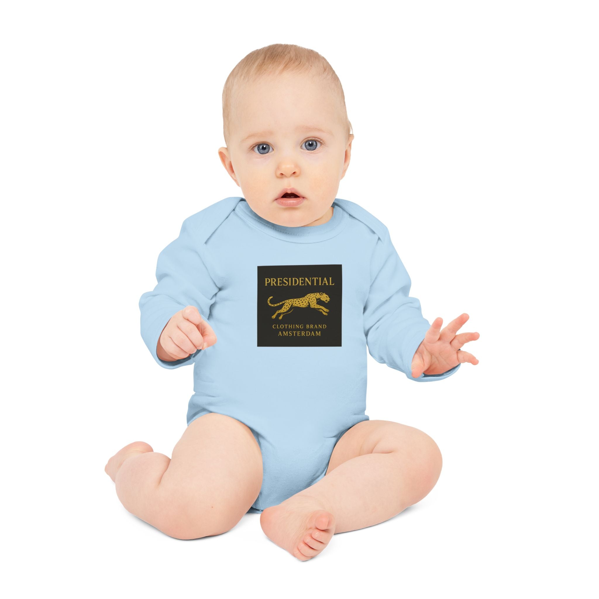 Baby Bodysuit — 'Presidential' Gold Leopard Organic Long-Sleeve Onesie