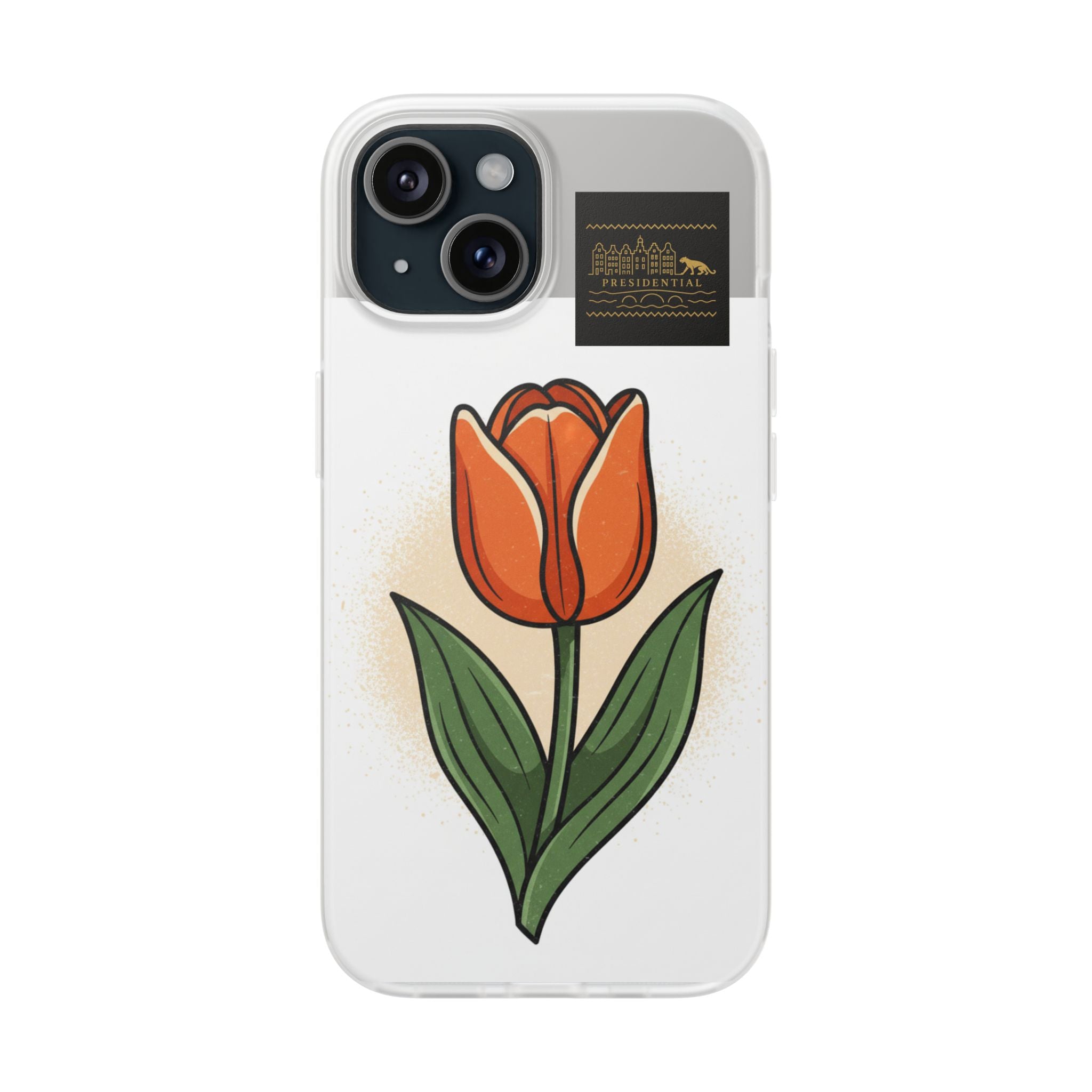 Orange Tulip Phone Case – Floral Flexi Case for Women, Spring Gift