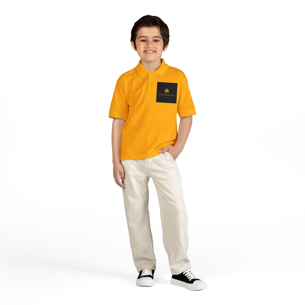 Youth Polo — Presidential Clothing Brand Logo (Gold Leopard)