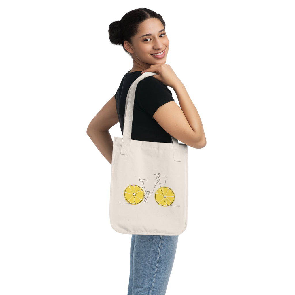 Amsterdam City Map Tote — Yellow Bike Illustration Organic Canvas Tote Bag