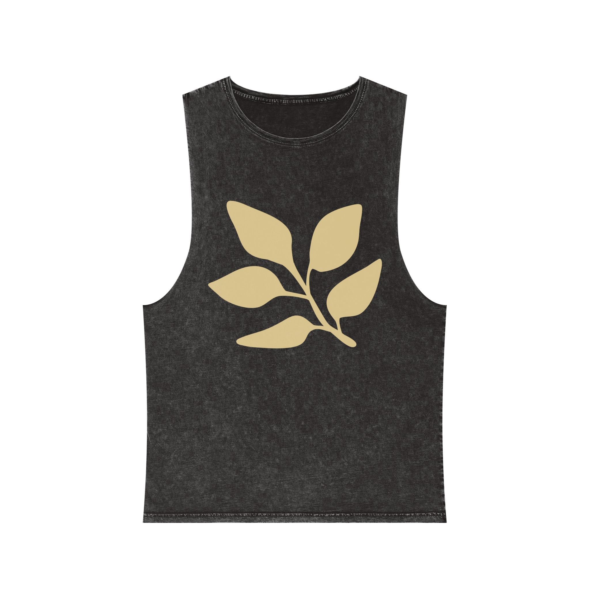 Stonewash Muscle Tank — Minimal Gold Leaf & Panther Graphic