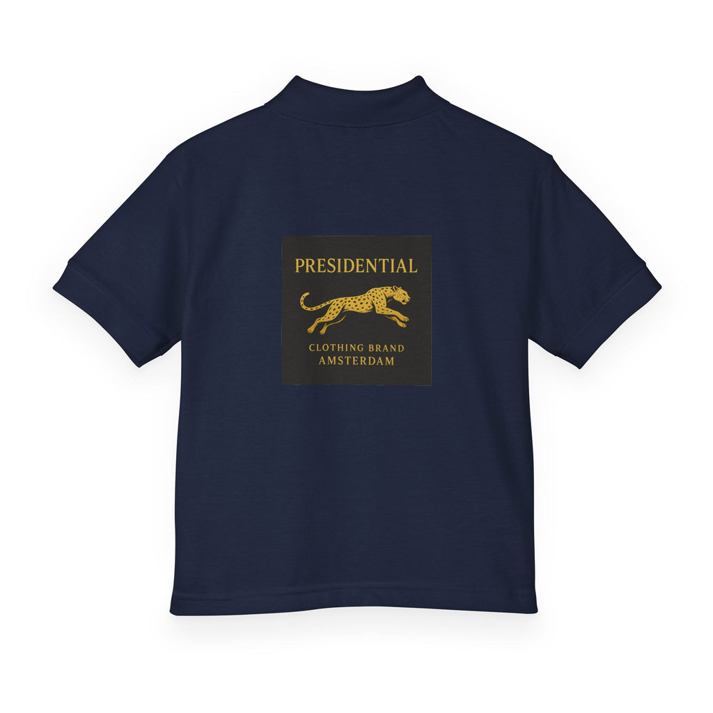 Youth Polo — Presidential Clothing Brand Logo (Gold Leopard)