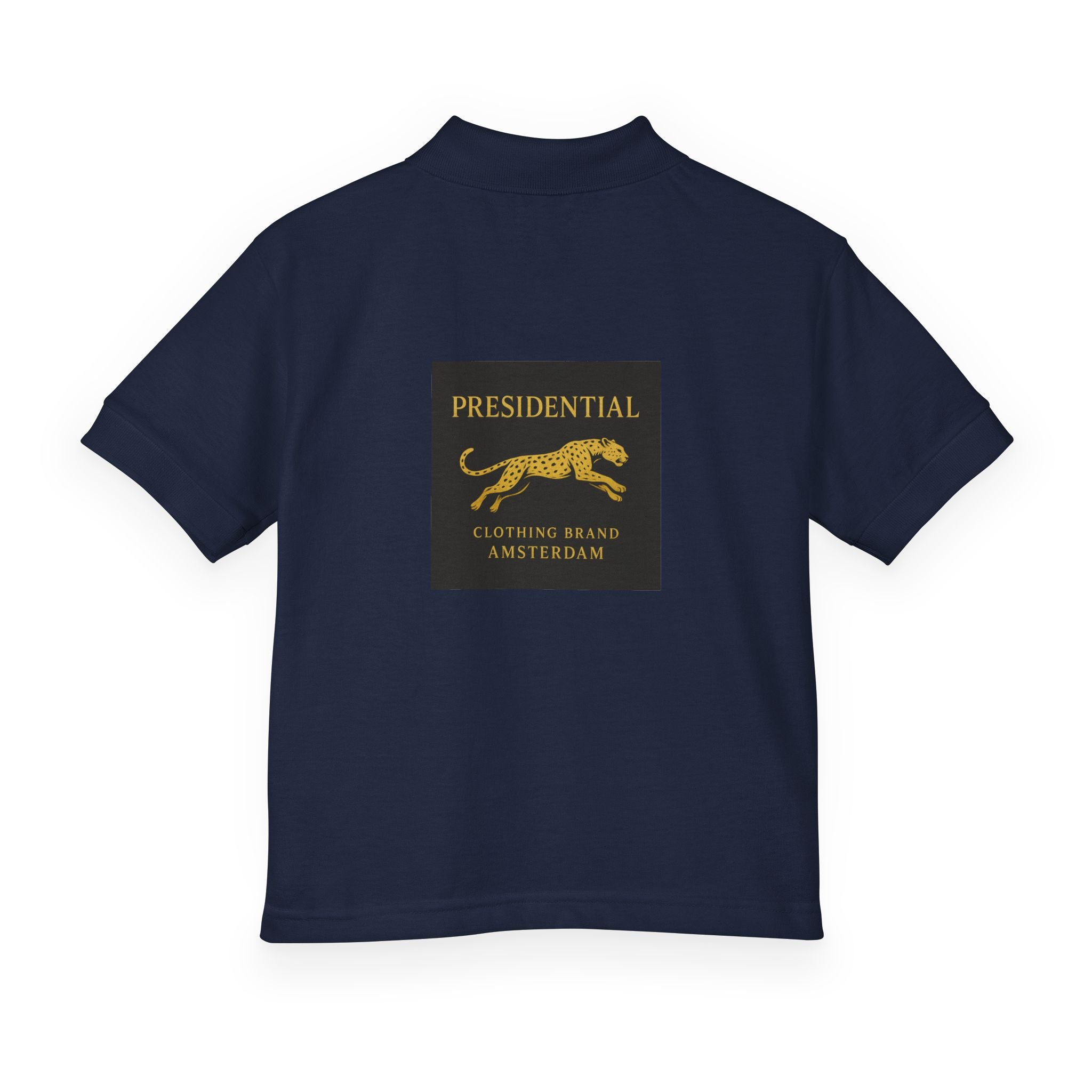 Youth Polo — Presidential Clothing Brand Logo (Gold Leopard)