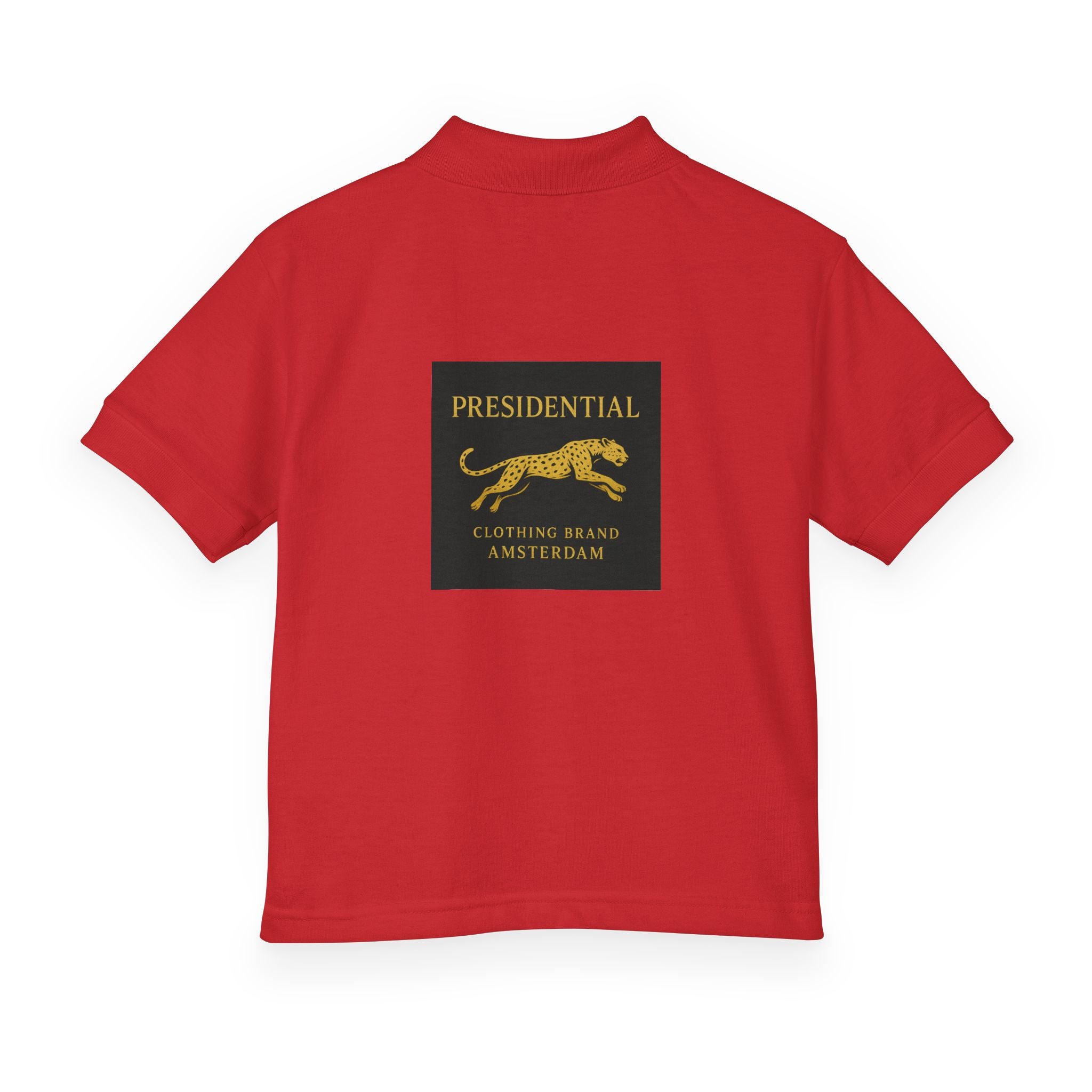 Youth Polo — Presidential Clothing Brand Logo (Gold Leopard)