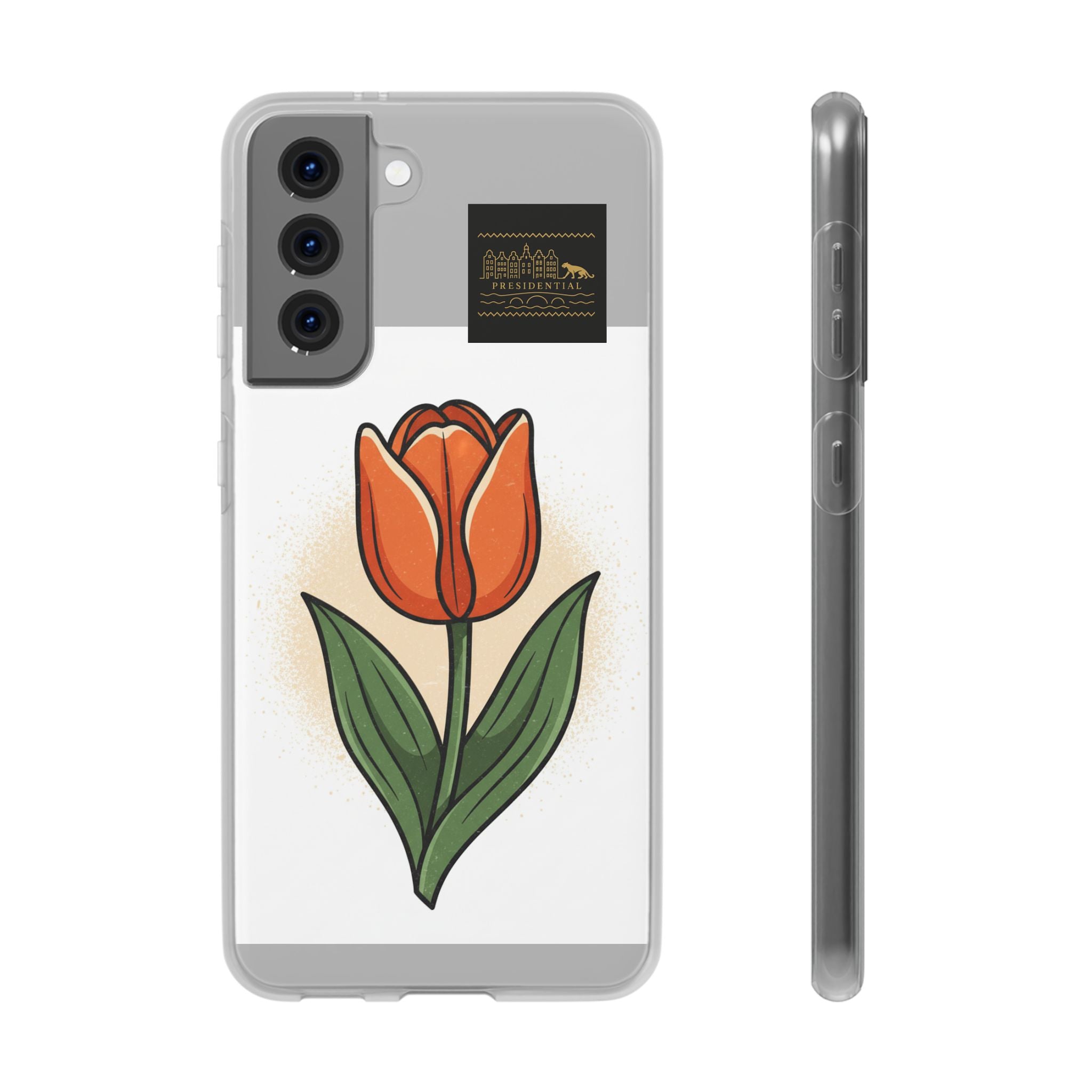 Orange Tulip Phone Case – Floral Flexi Case for Women, Spring Gift