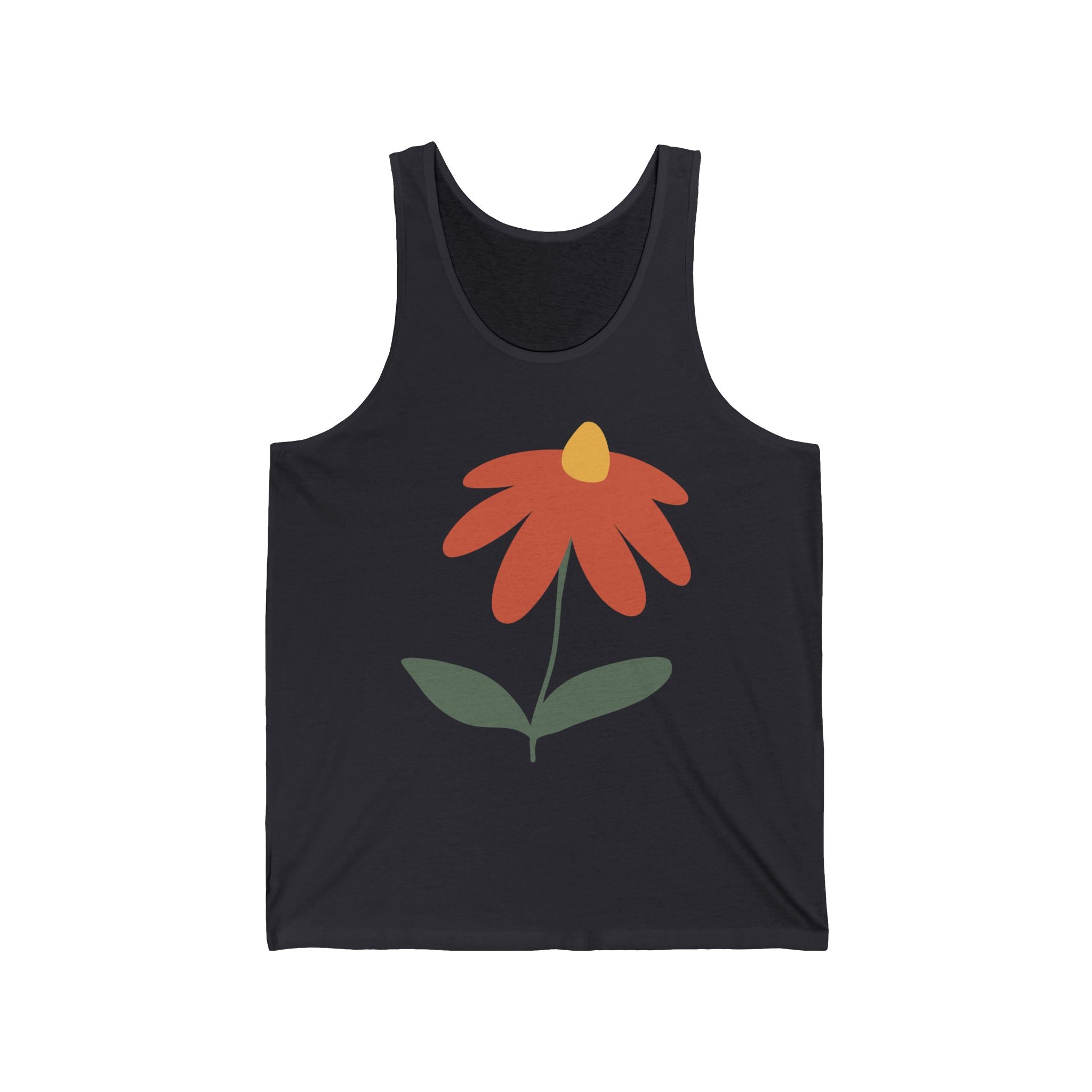 Floral & Presidential Graphic Tank Top — Minimal Flower and Bold Emblem Jersey Tank