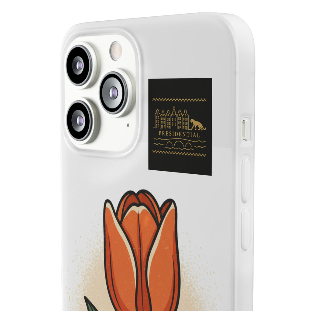 Orange Tulip Phone Case – Floral Flexi Case for Women, Spring Gift