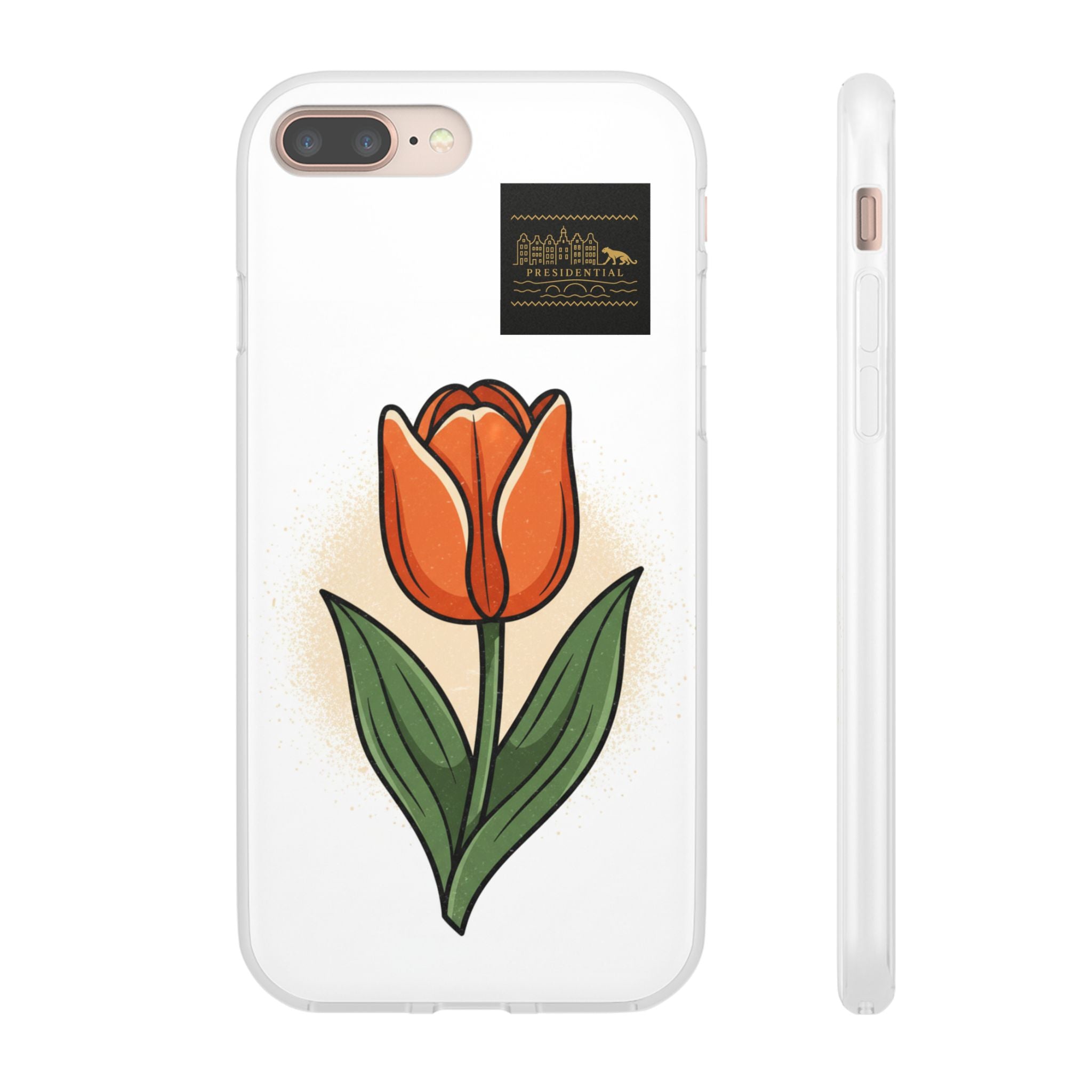 Orange Tulip Phone Case – Floral Flexi Case for Women, Spring Gift