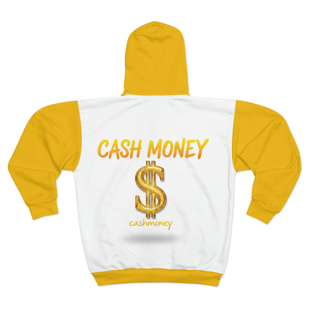 Cash Money Zip Hoodie — Gold Dollar Sign Graphic Zip-Up