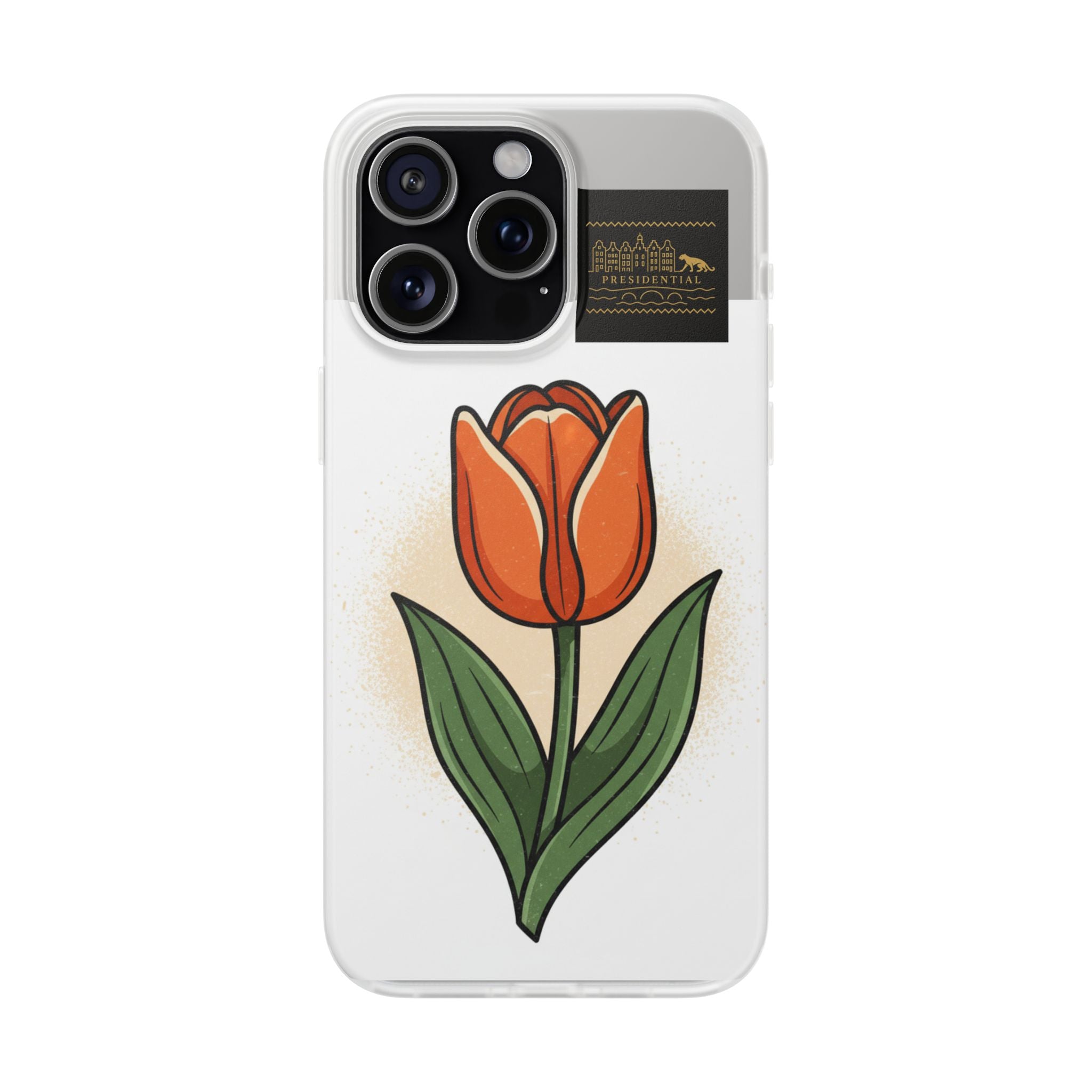 Orange Tulip Phone Case – Floral Flexi Case for Women, Spring Gift