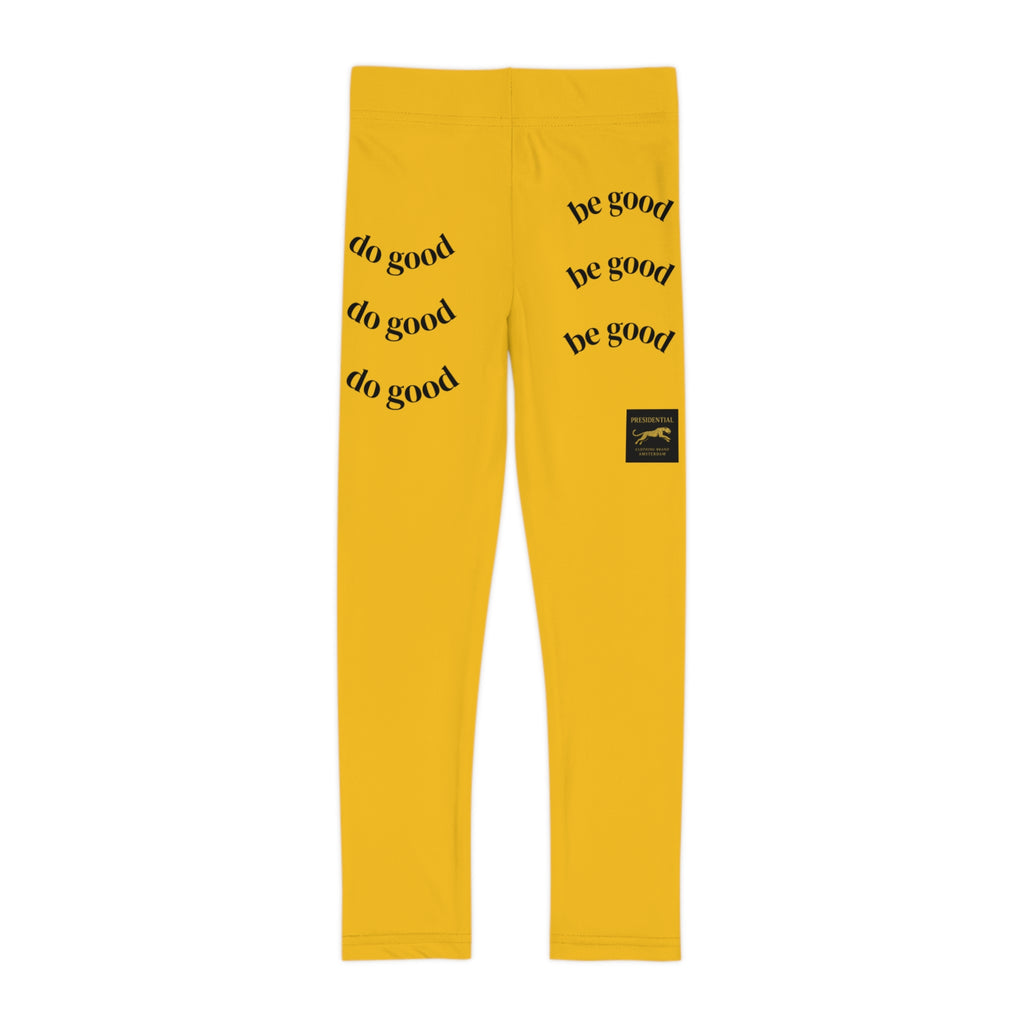 Kids Leggings — Yellow "Be Good / Do Good" Graphic Leggings for Girls & Boys