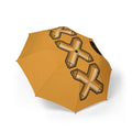 Foldable Umbrella — Mustard Yellow with Bold 3D Cross Pattern