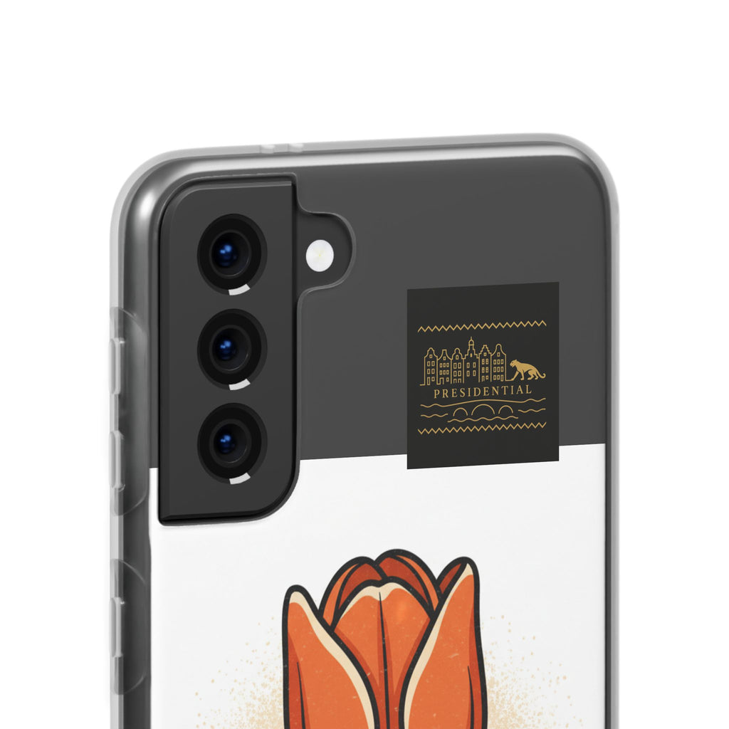 Orange Tulip Phone Case – Floral Flexi Case for Women, Spring Gift