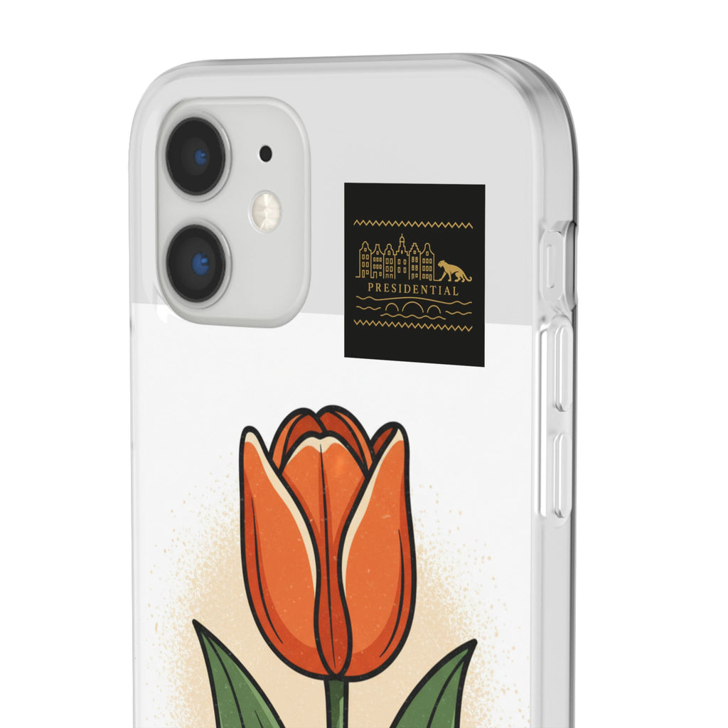 Orange Tulip Phone Case – Floral Flexi Case for Women, Spring Gift