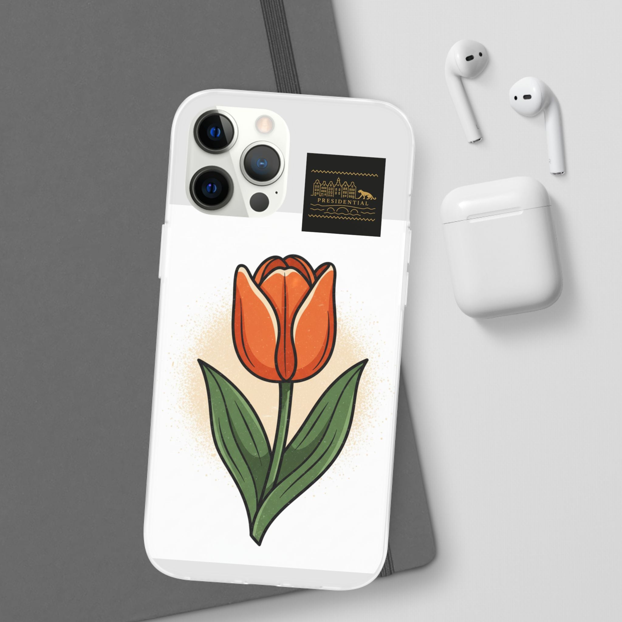 Orange Tulip Phone Case – Floral Flexi Case for Women, Spring Gift